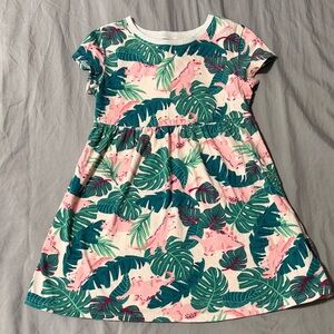 Old Navy Pink & Green Tropical Dino Print Dress
